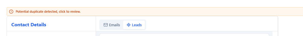 Contact Duplicate Warning
